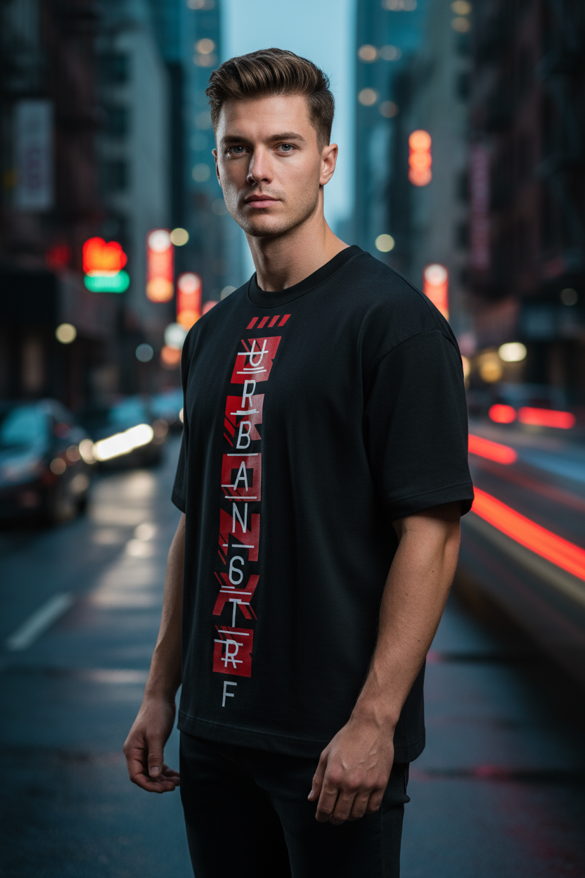 Grafftee Urban Street Typography Vertical Graphic Oversized Tee