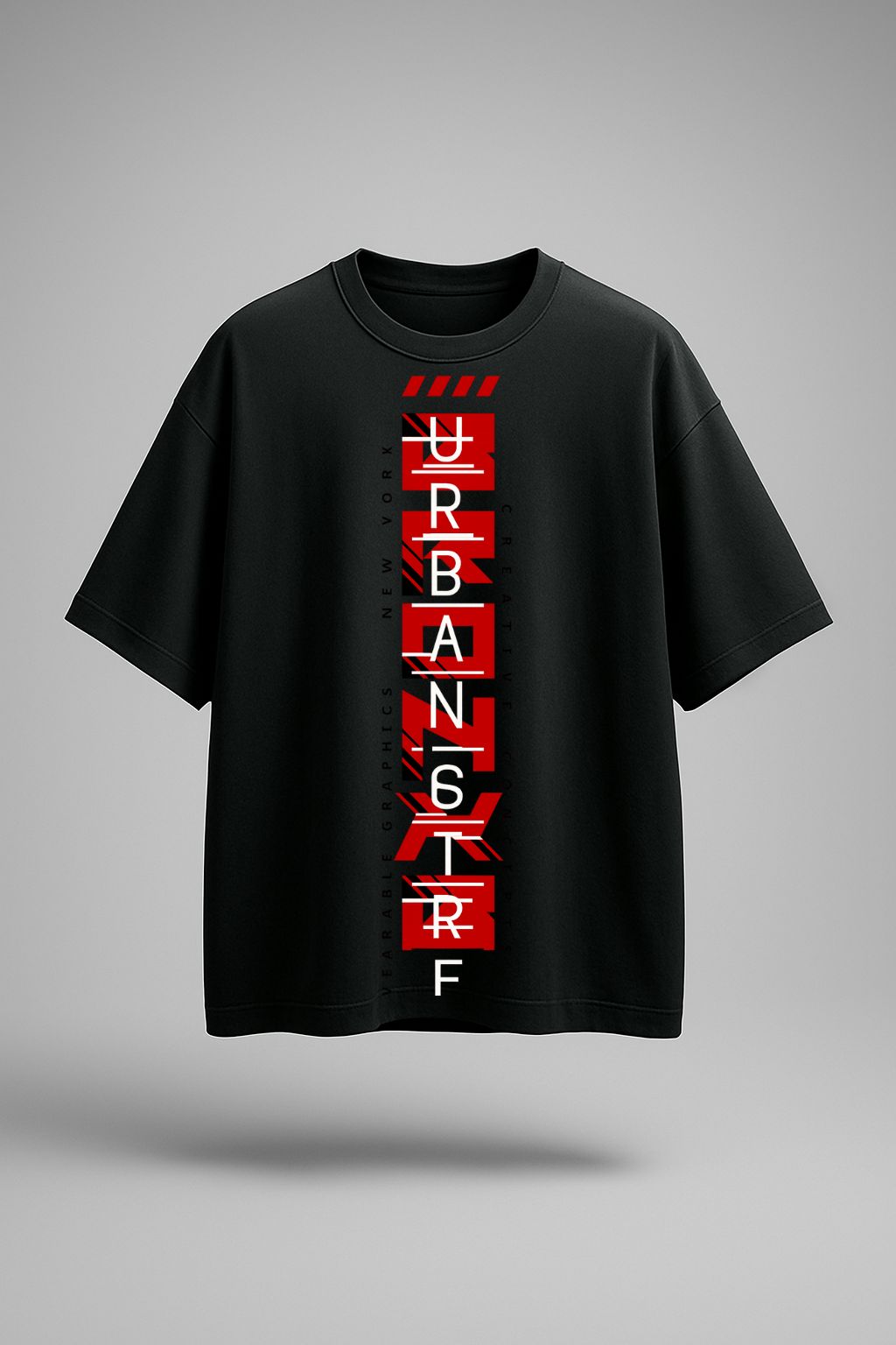 Grafftee Urban Street Typography Vertical Graphic Oversized Tee