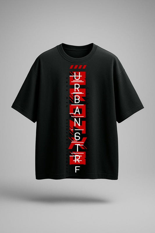 Grafftee Urban Street Typography Vertical Graphic Oversized Tee