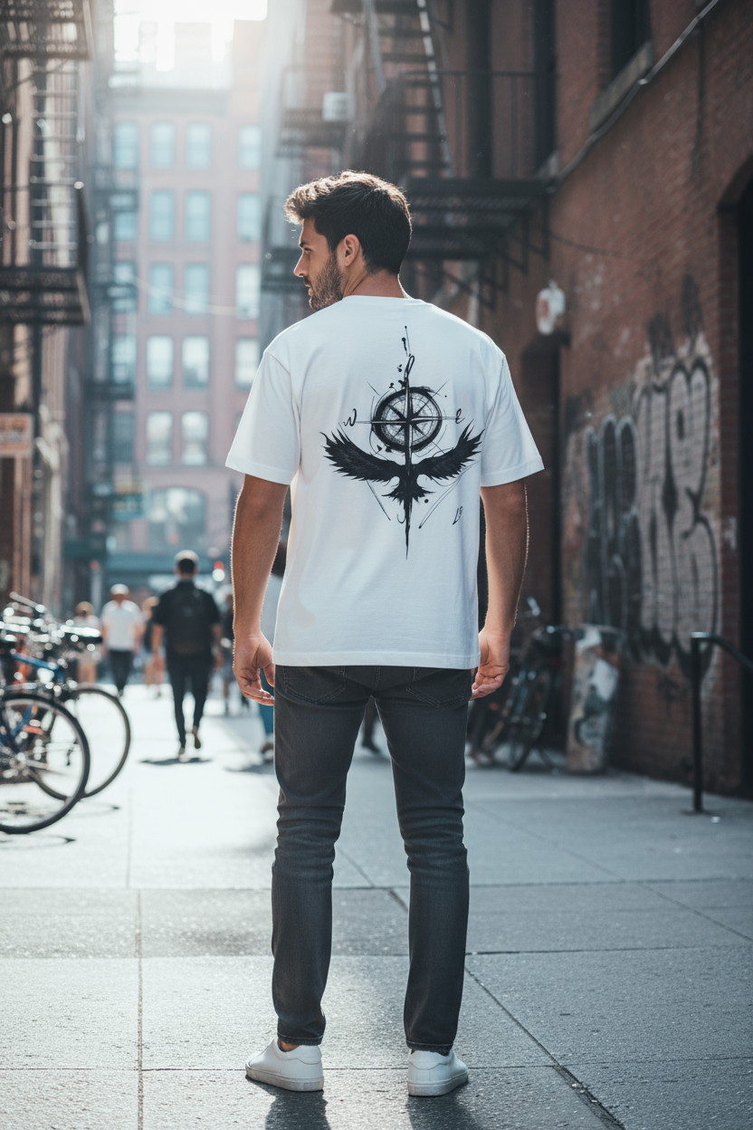 🧭 Graffitee "Raven Compass" Oversized Tee